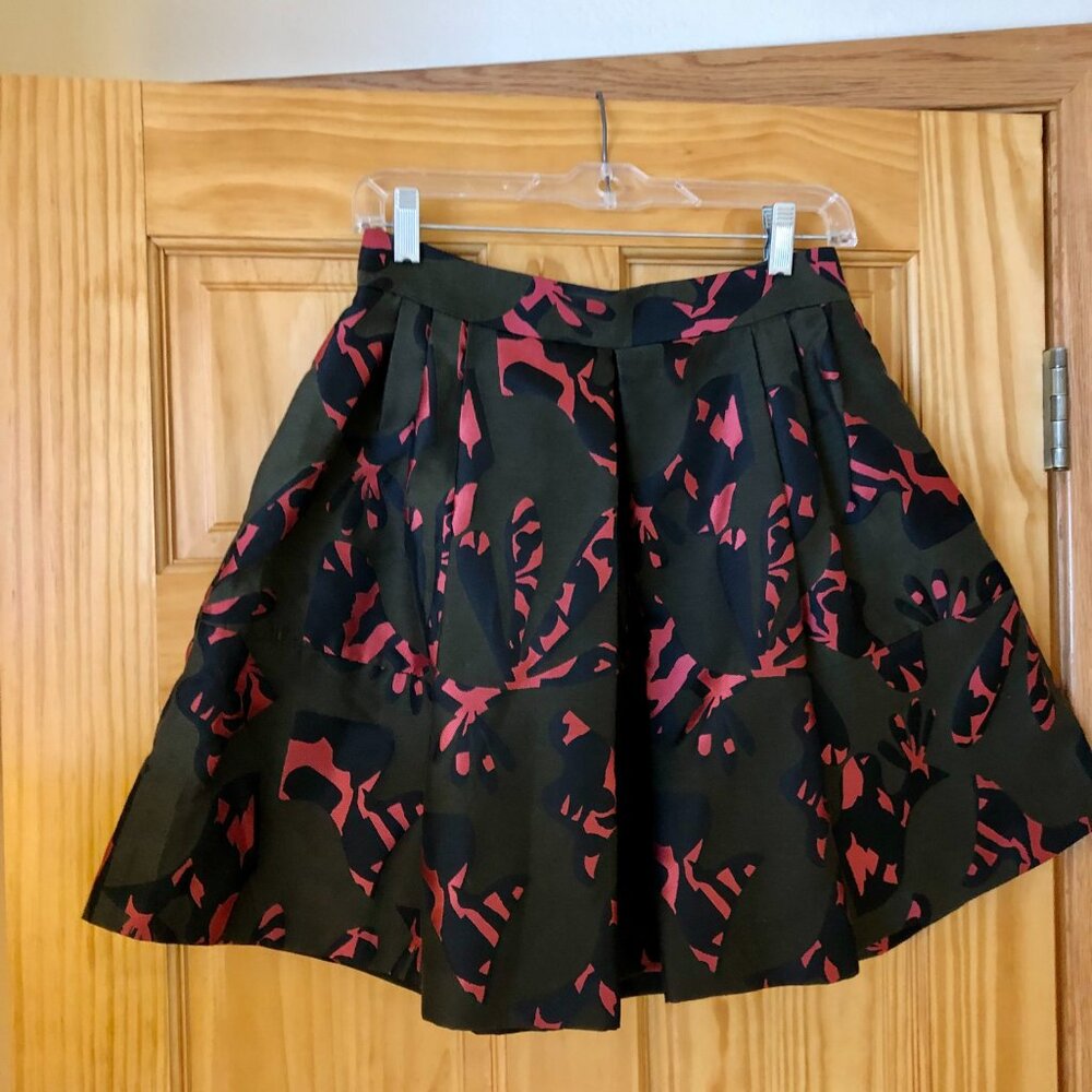 Banana Republic Olive,  Pink and Black Skirt Jigsaw Print